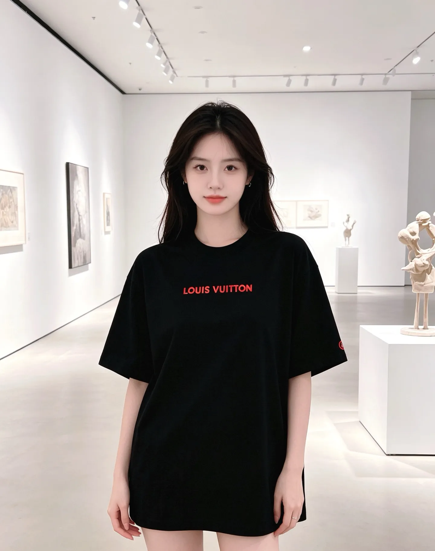 Louis Vuitton/Louis Vuitton short sleeves with red letter slogan printed on the chest